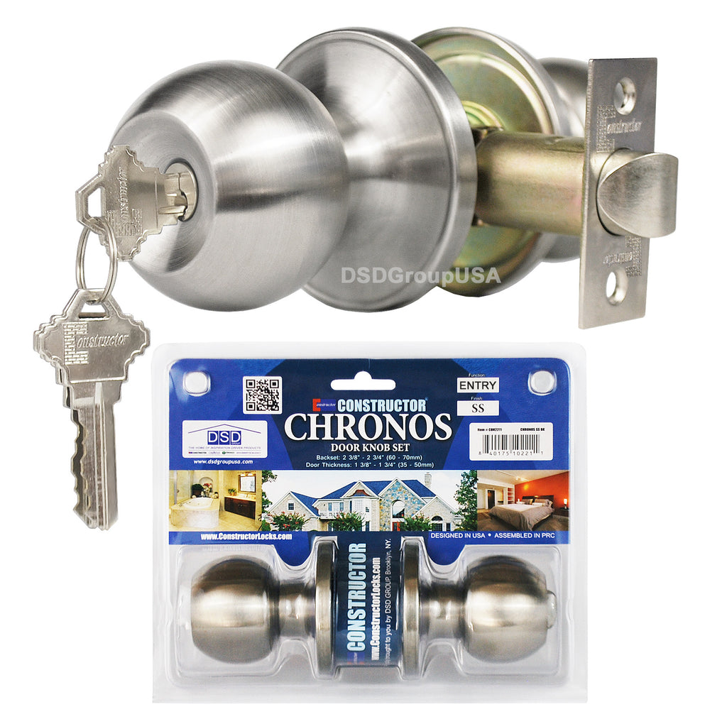 "Chronos" KEYED ALIKE, Entry Stainless Steel Finish ,Door Lever Lock Set Knob Handle Set - DSD Brands
