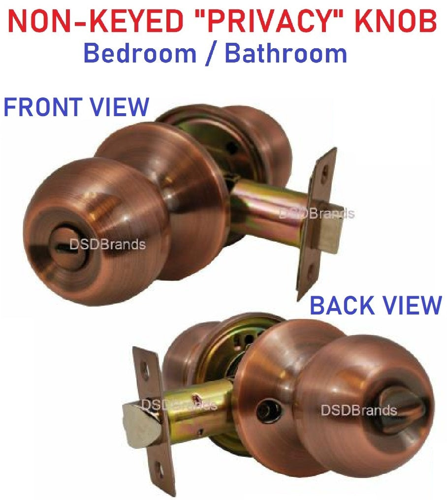 Constructor CHRONOS Privacy Knob Handle Door Lock Set for Bedroom or Bathroom Antique Copper Finish