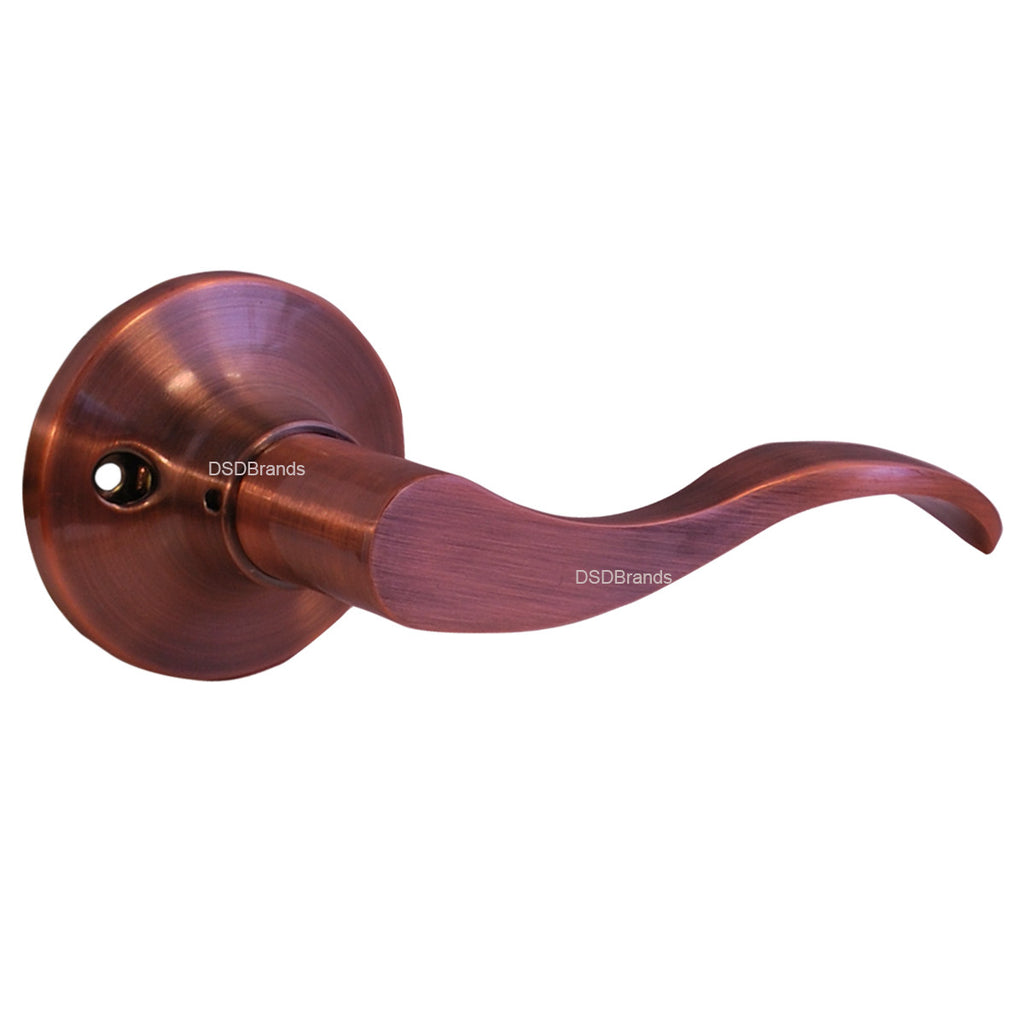 "Prelude" Dummy Right, Lever Door Lock with Knob Handle Lockset,  Antique Copper Finish - DSD Brands