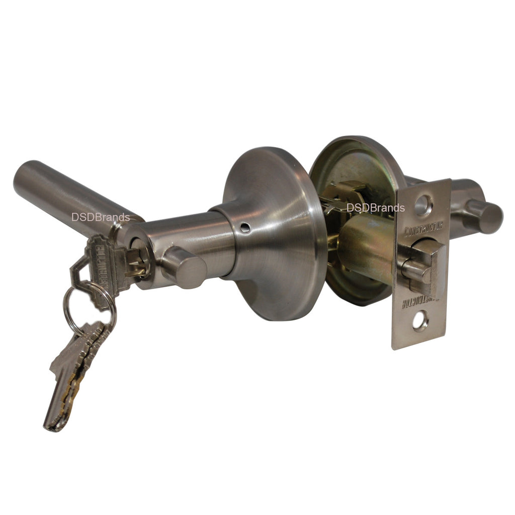 Constructor Rondo Satin Nickel Entry Lever Door Lock with Knob Handle ...