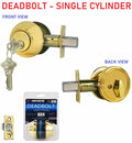 Constructor Deadbolt Polished Brass Keyed Alike Single Cylinder Door Lock Set