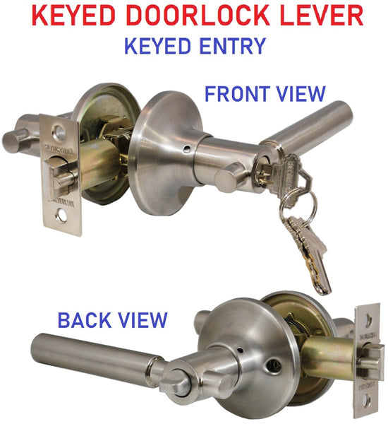 Constructor Rondo Satin Nickel Entry Lever Door Lock with Knob Handle ...