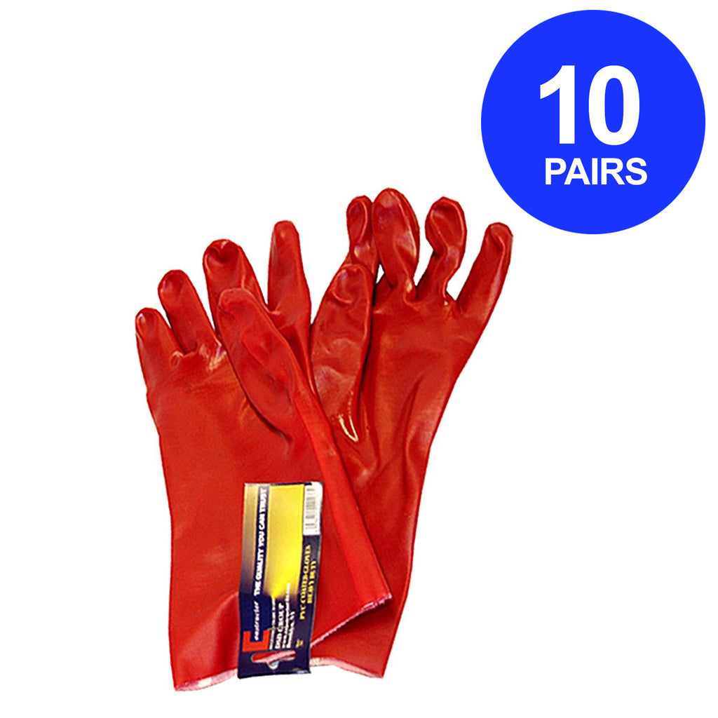 Constructor® PVC Heavy Duty Gloves Red. 10 Pairs. - DSD Brands