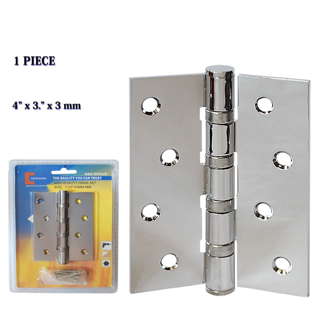 CONSTRUCTOR Door Hinge Polished Chrome Ball Bearing 4" x 3" - DSD Brands