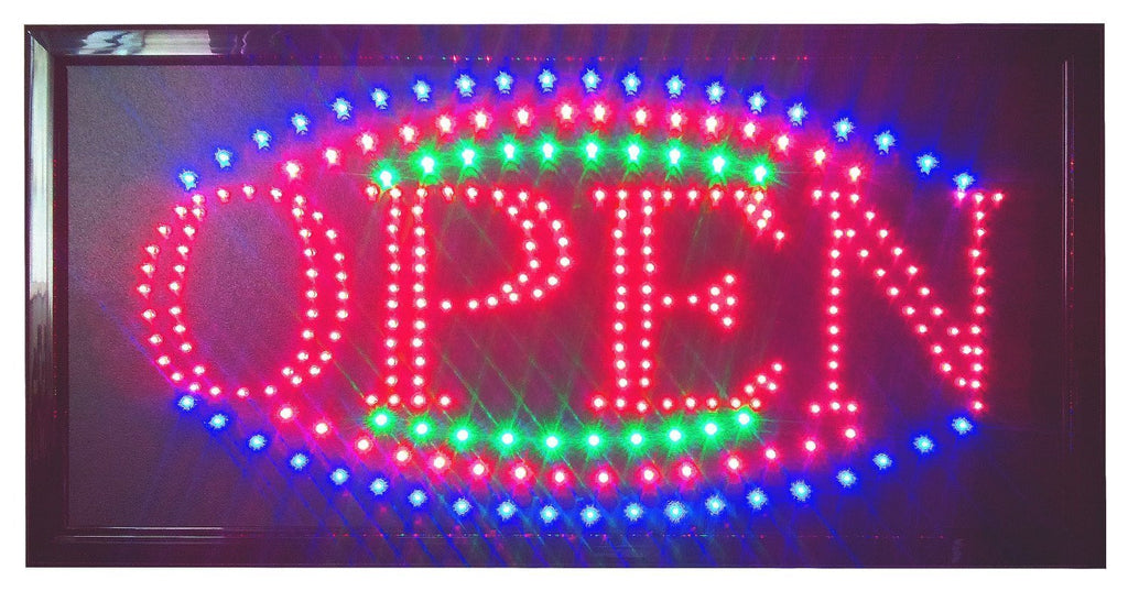 "Constructor" Color Large 12"x23" animated Motion LED Open Sign Neon Light  3 Chain + Way Animation Switch - DSD Brands