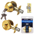 "Deadbolt" Door Lock Set with Single Cylinder, Finish: Polished Brass - DSD Brands