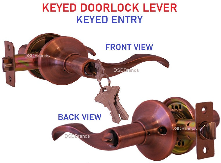 Constructor PRELUDE Entry Door Lever Handle Lockset Antique Copper Finish