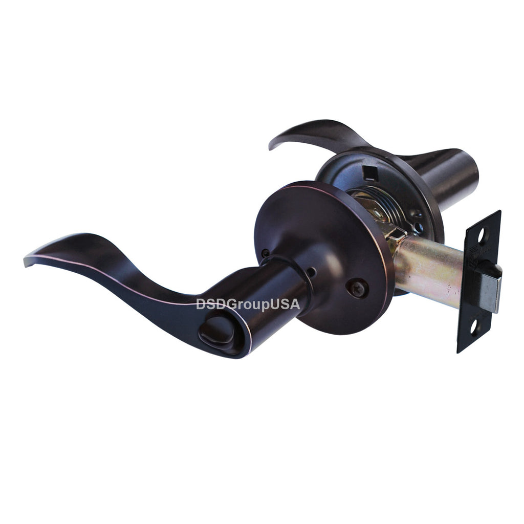 "Prelude" Privacy Lever Door Lock with Knob Handle Lockset, Oil Rubbed Bronze Finish - DSD Brands