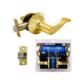 "Prelude" Passage Lever Door Lock with Knob Handle Lockset, Polished Brass Finish - DSD Brands