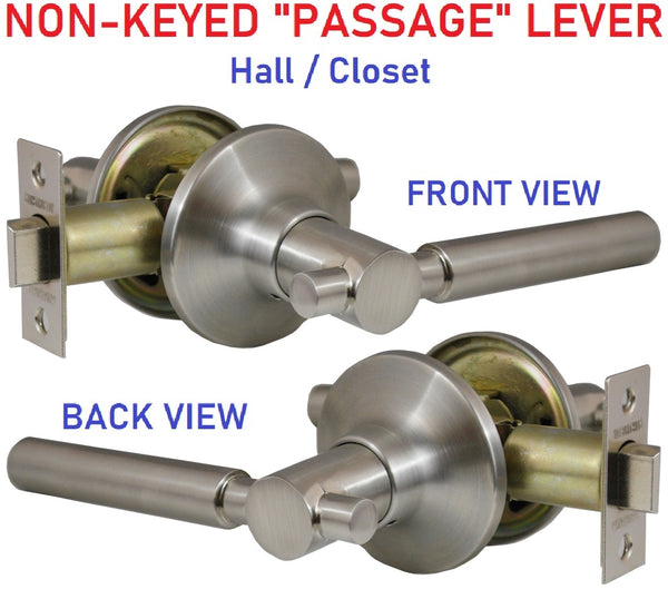 Constructor Rondo Satin Nickel Passage Lever Door Lock with Knob Handl ...