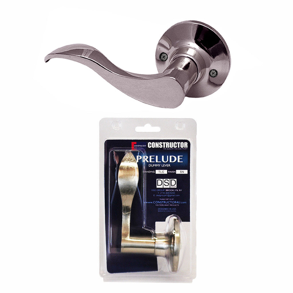 "Prelude" Dummy Left, Lever Door Lock with Knob Handle Lockset, Satin Nickel Finish - DSD Brands