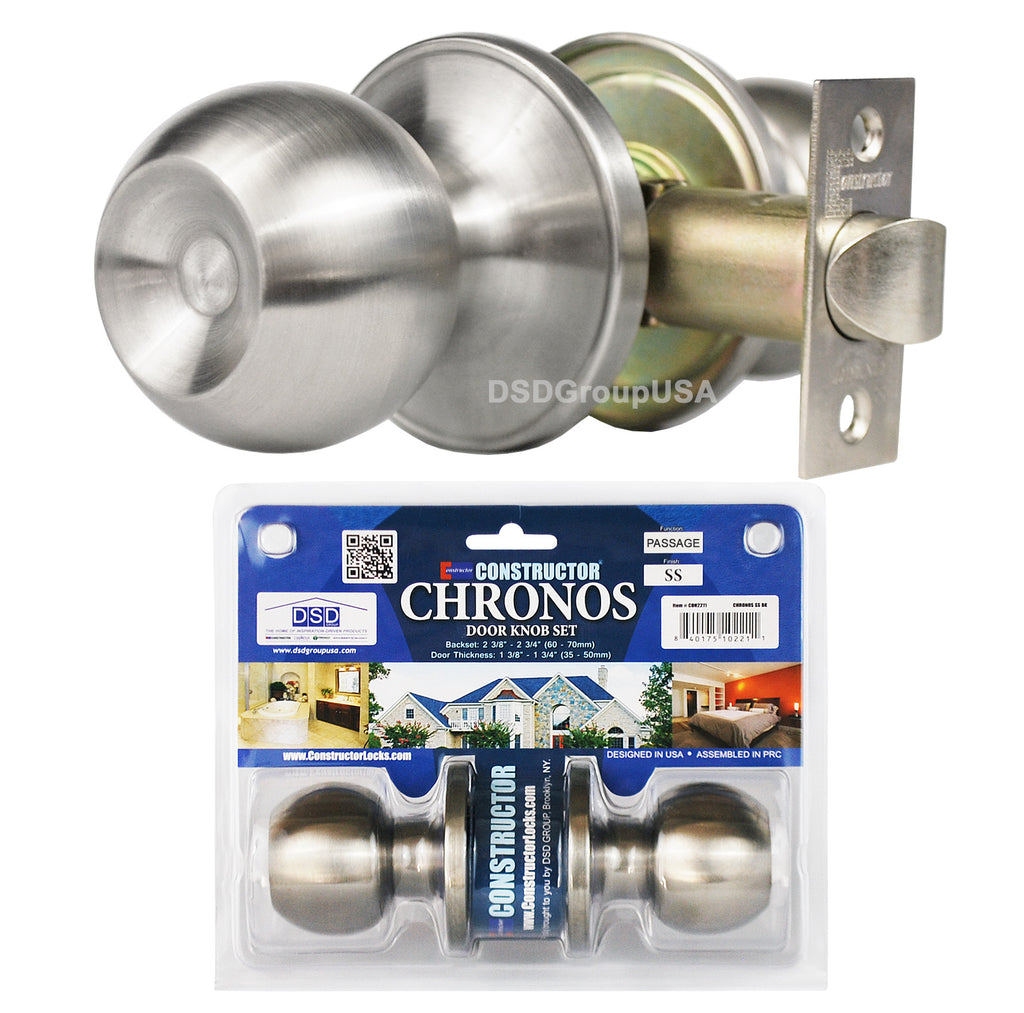 "Chronos" Passage Stainless Steel Finish, Door Lever Lock Set Knob Handle Set - DSD Brands